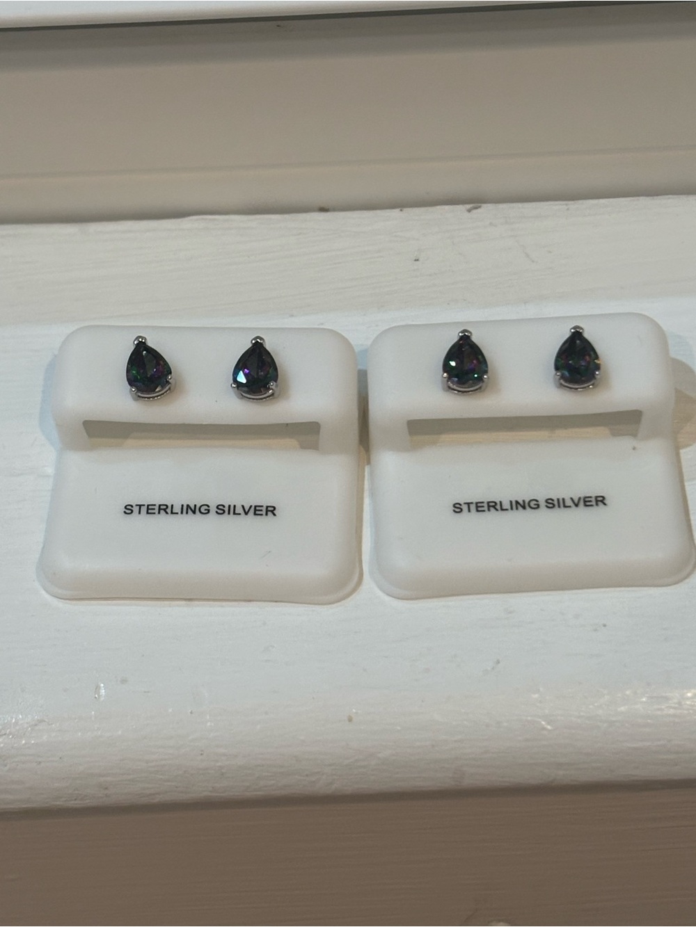 Mystic Topaz Teardrop Sterling Silver Stud Earrings